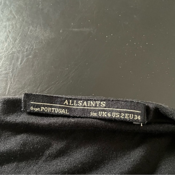 All Saints Zoe Yunao Dress Modal Silk With Pockets Split Sleeve High Low Black - Picture 9 of 9